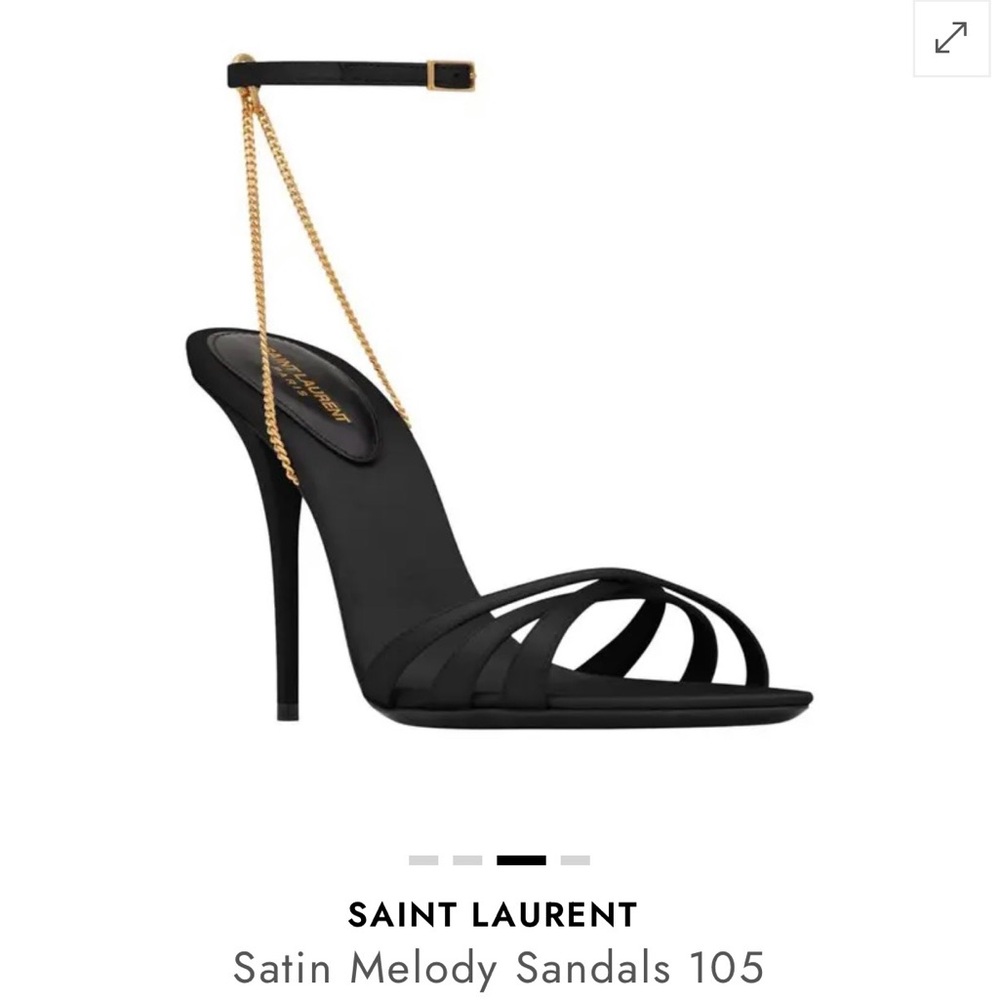 Authentic Saint Laurent Black Satin Chain Heels